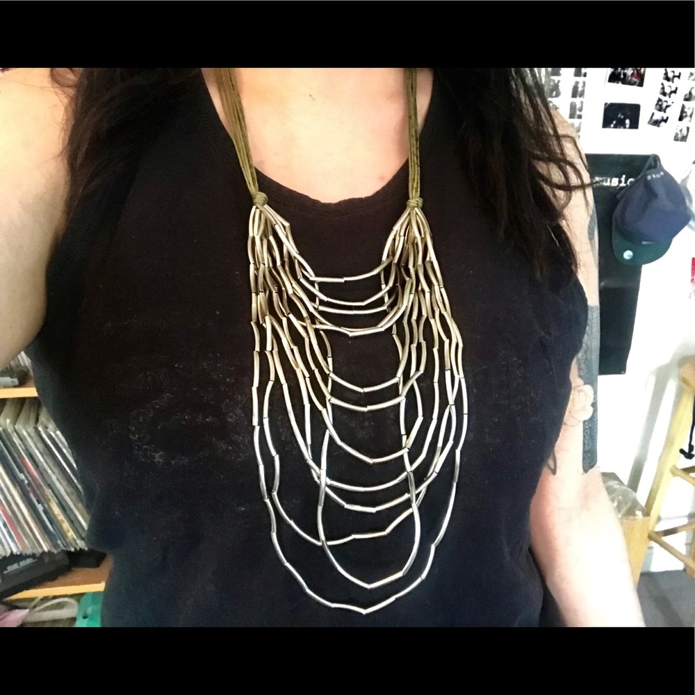 Handmade Indonesian boho silver beaded necklace